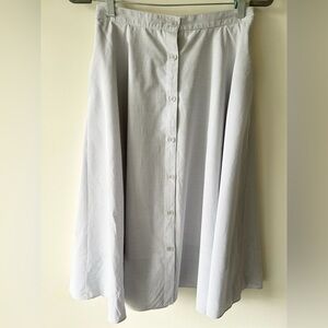Uniqlo button front midi skirt grey and white striped